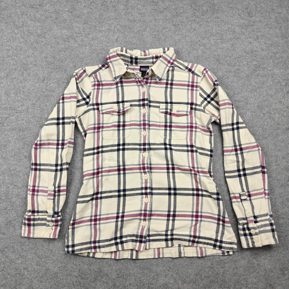 Patagonia Button-Up Womens 2 White Plaid Flannel Collared Long Sleeve Casual
